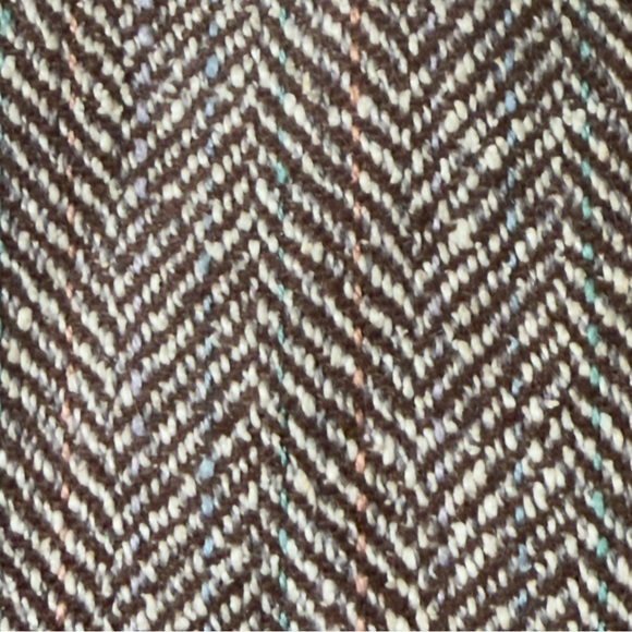 1970’s A Line Brown Herringbone Print Wool Skirt with Pockets, Lined, SMALL, 26” - Picture 5 of 8